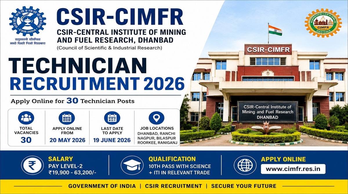 CSIR CIMFR Technician Recruitment 2026